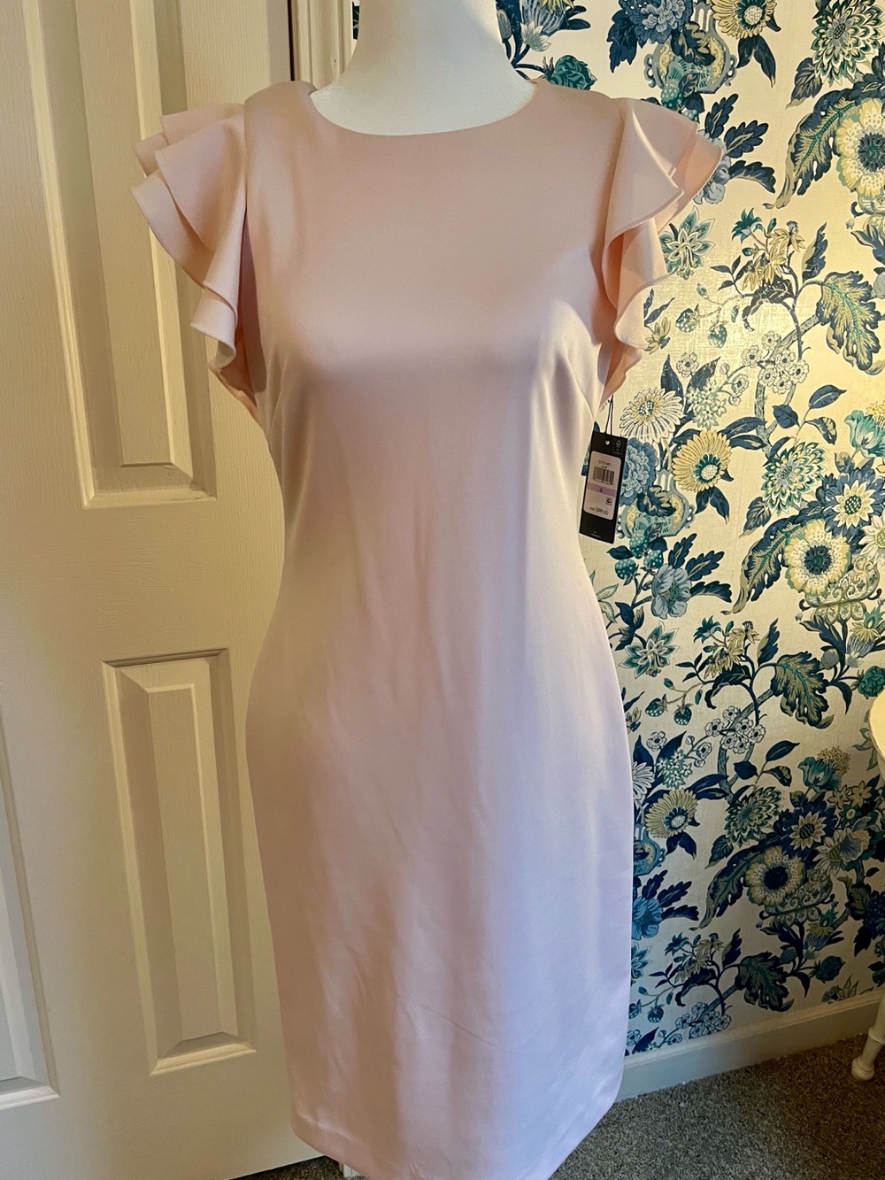 Tommy Hilfiger Blush Pink Ruffle-Sleeve Midi Dress